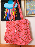 Tomato Print Tote Bag with Ruffle Trim