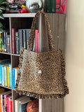Leopard Print Ruffle Tote Bag