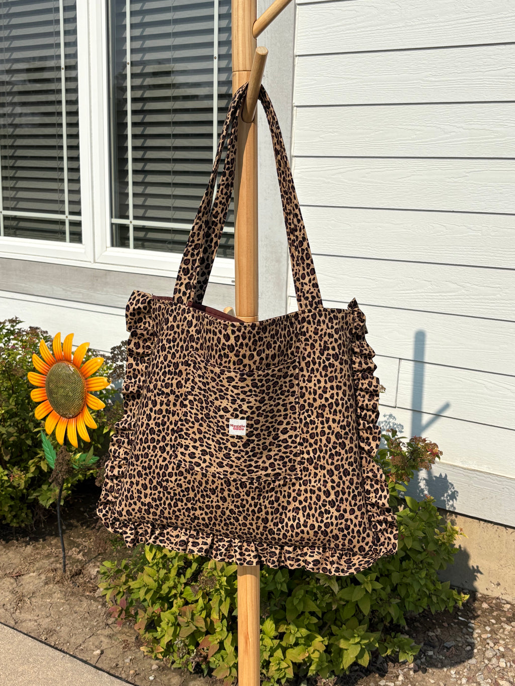 Leopard Print Ruffle Tote Bag