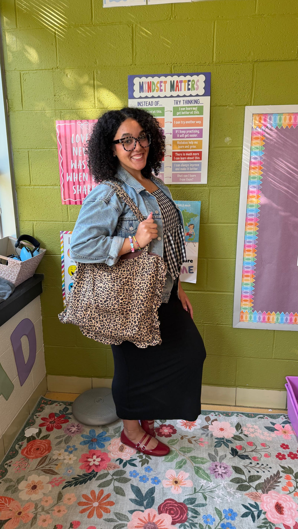 Leopard Print Ruffle Tote Bag