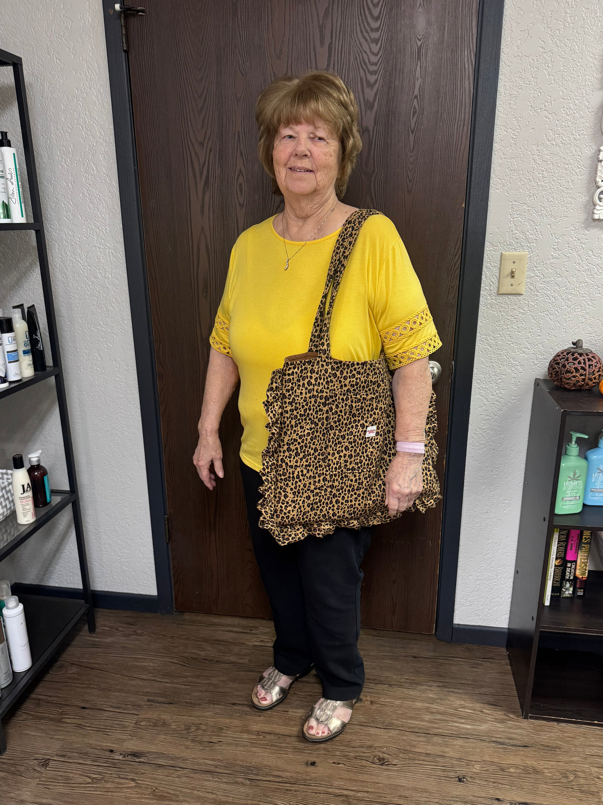 Leopard Print Ruffle Tote Bag